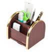 Jinlongxing Glosen 360° rotating wooden pen holder creative desktop storage box remote control stationery file finishing ornaments seat C2033 wood grain gold