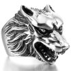 Hpolw Mens Stainless Steel Rings Silver Black Wolf Head Gothic Biker