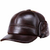 Mens Baseball Cap Autumn Winter High Quality Cowhide Hat Male Warm Earmuffs Casual Leather Warm Cap Students Leisure Hat B-7257