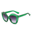 SHAUNA Crystal Decoration Lip Sharp Women Cat Eye Sunglasses Oversize Ladies GradientClear Lens Shades UV400
