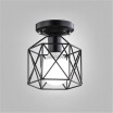 Baycheer HL428266 Vintage Style Square Semi Flush Ceiling Light with Cage