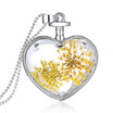 Aiyaya Gold Mini Dry Flower Glass Lovers Heart Necklace for Women Fashion Pendant Sunflower Necklaces