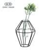 Jiayi wrought iron test tube vase Nordic style metal ornaments green water hydroponics plant vase diameter 11cm height 14cm shuttle