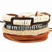 New Fashion Bead Leather Bracelets & bangles for Woven 34 pcs 1 Set Multilayer Wristband Vintage Handmade Bracelet Men Pulseira