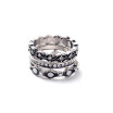 Aiyaya Romantic Vintage Burn Silver Studded Sapphire Triple Rings Made by Alloy for Lover