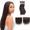 Glary Brazilian Straight Lace Frontal Closure With Bundles 4 Pcs Free Shipping Brazilian Virgin Hair 3 Bundles With Closure