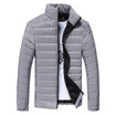 Winter Stand Collar Cotton Blends Plain Long Sleeve Zipper Mens Coats