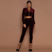 Fashion long-sleeved Hoodies suit female autumn&winter new warm gold velvet zipper two-piece set sports trousers pencil pant