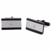 Frosted Stainless Steel Crystal Square Cufflinks for Men