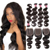 Unice Hair Icenu Series Raw Indian Body Wave Hair 3 Bundles With Closure Middle Part Human Hair Extensions