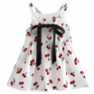Girls Summer Dresses Kids Cotton O-neck Short Sleeeve Cherry Print Bow Decor Backless A-line Princess Cute Dresses Child Clothes