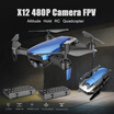 Dongmingtuo X12 720P Wide Angle Camera WiFi FPV Drone Altitude Hold RC Quadcopter w Three Batteries