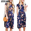Women Summer Boho Casual Floral Maxi Evening Party Cocktail Beach Dress Sundress