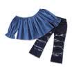 Summer Kids Baby Girls Off Shoulder Set T-Shirt TopsDemin Pants Outfit 2PCS Set