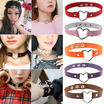 Women Favorite Punk Goth Leather Rivet Heart Ring Collar Choker Funky Necklace