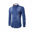 Fashion Men Jeans Shirt Cotton Slim Fit Casual Denim Long Sleeve Solid Shirts Tops Plus Size Camisa Masculina Chemise Homme