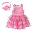 Rose Pink Silk Flower Baby Girls Party Fancy Dressesheadband Cake Wedding Dress