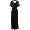 Elegant Scoop Collar Lace Pure Color Plus Size Women Party Dress