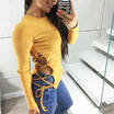 Fashion Women Sexy Long Sleeve Hollow Out Bandage Top Ladies T-Shirt Blouse