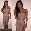 New Women Off Shoulder Party Cocktail Bodycon Dresses Ladies Frilled Midi Dress