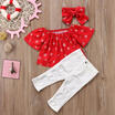 Kids Baby Girl Off Shoulder T shirt TopsStretch Pants 3pcs Outfits Set Clothing