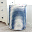 NeillieN Storage BucketFoldable Cotton Linen Storage Bucket Washing Clothes Laundry Storage Basket storage binsStriped bins