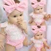 Newborn Baby Girl Rompers Bodysuit Lace Floral Jumpsuit Headband Outfits Sunsuit