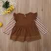 Coffee Butterfly Long Sleeve T-shirt Tunic Top Casual Mini Dress Baby Girls 0-4Y