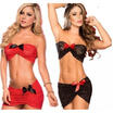 Women-Sexy-Lingerie-Body-bowknot-Sleepwear-Lace-Short- skirt-Babydoll-Nightwear