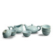 Ru kiln sky blue chrysanthemum petal shaped teaset