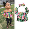 US Floral Toddler Baby Girls Kids Off Shoulder Tops Shirt RomperHeadband Outfit