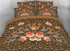 3D Leopards with Roses Printed Cotton 4-Piece Bedding Sets