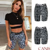 US Women Ladies Animal Leopard Printed Cycling Hot Jersey Stretchy Pants Shorts