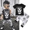 Skull Toddler Baby Kids Boys Clothes Set T-shirt Tops Long Pants Summer Outfits