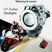 1pcs Motorcycle LED U7 7 Colors Headlights 12V 125W 3000lmx Moto Work Lights auxiliary Driving Spot lamps Motorbike Headlamps