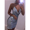 Womens Sequin Bodycon Bandage Evening Party Cocktail Clubwear Short Mini Dress F