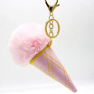 Free Shipping Ice Cream Charms Plush Phone Case Straps Cartoon Rabbit Fur Like Key Chain Poms Ball Pendant Keychains Car Keyrings