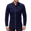 2018 new best selling mens shirts double-layer collar door edging mens casual slim long-sleeved shirt solid color long-sleeved