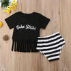 2018 Newborn Toddler Infant Baby Girls Tassel Clothes T-shirt TopsShorts Outfit