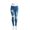 Womens High Waist Skinny Pencil Pants Ripped Jeans Slim Stretch Trousers S-XL