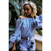 Womens Sexy Summer Off Shoulder Tops Casual Party Shirt Cotton Denim Blouse