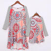 Mom&Daughter Stripe Long Sleeve Dress Casual Family Clothes Women Girl Dress