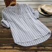 Women Retro V Neck Long Sleeve Casual Loose Baggy Tunic Tops Blouse Plus Size