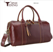 Baigio Mens Brown Vintage Leather Laptop Gym Sports Weekend Duffel Bags