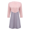 Stylish Round Collar Three Quarter Sleeve Color Block Women Bottom Dress