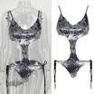 UK Womens Sequin Triangle Bra Bikini Set Push Up Beach Swimwear Bathing Swimsuit