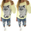 New Womens Ladies Long Sleeve Cat Pattern Top Shirt Tops Blouse T-Shirt