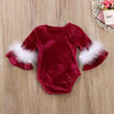 XMAS Santa Baby Claus Kids Girls Fur Romper Jumpasuit Bodysuit Outfits Costume
