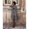 Women Bodycon Slim Long Sleeve Dress Evening Cocktail Party Leopard Print Dress
