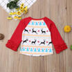 Xmas Newborn Kid Baby Boys Girls Cotton Deer Ruffles Floral Tops T-shirt Clothes